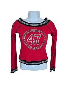 Vintage 90s Y2K Seventy Seven 77 Red Top Shirt Womens S